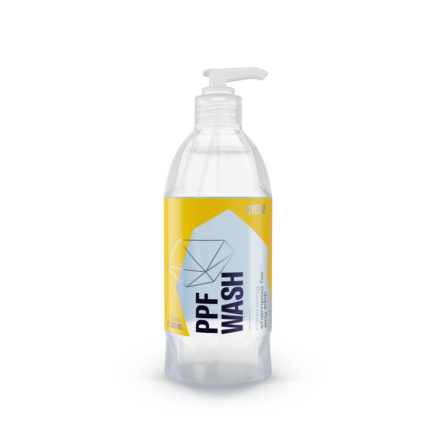GYEON Q²M PPF Wash Flüssigreiniger in transparenter Pumpflasche, gelbliche Flüssigkeit
