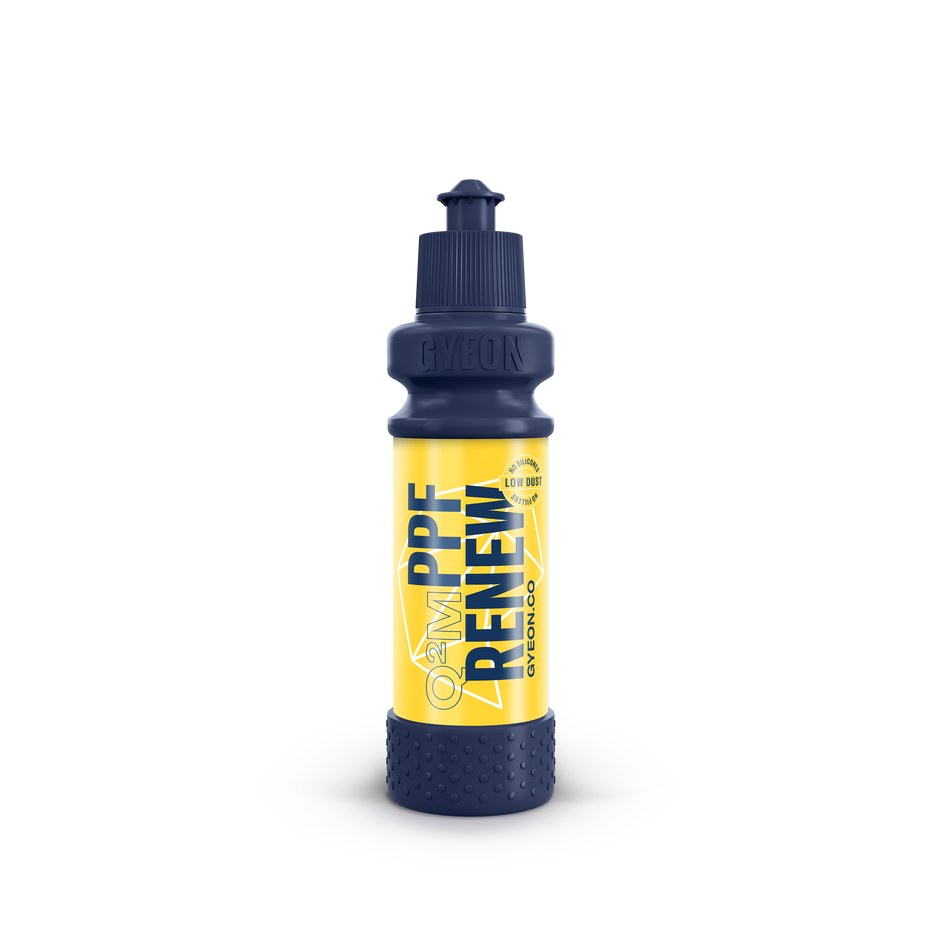 GYEON Q²M PPF Renew Flasche mit gelbem Etikett und blauem Verschluss