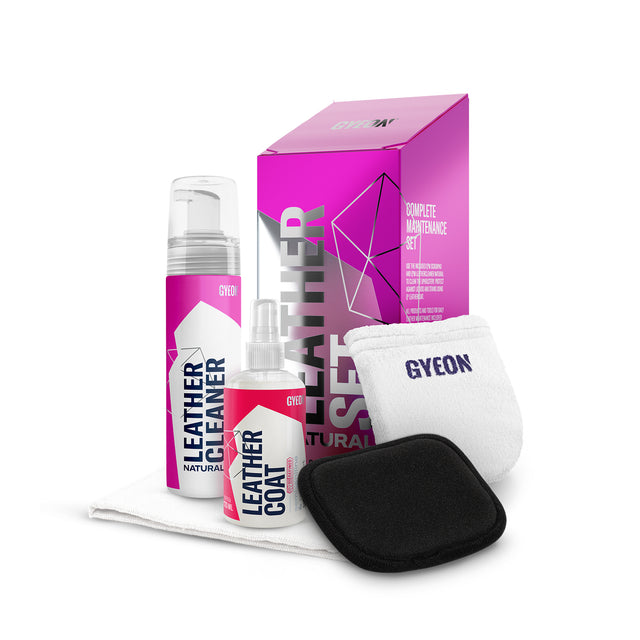 Leder-Set mit Flasche, Stofftuch, Schwamm und Box von GYEON Q²M Natural
